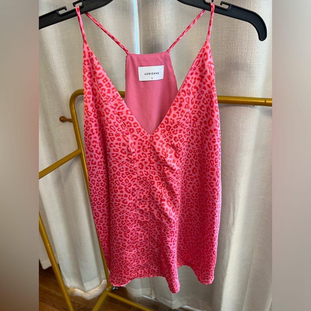 Adrienne pink leopard print tank top. Size Small